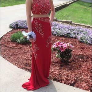 Jovani Two Piece Red Dress Size 0